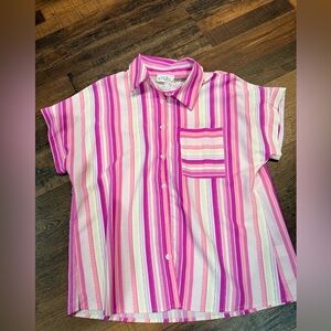 Stylish Pink Striped Women's Blouse